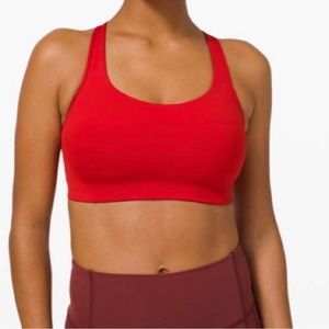 Lululemon Red All Powered Up High Support Sports Bra